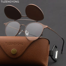 Load image into Gallery viewer, TUZENGYONG Gothic Steampunk Flip Sunglasses Polarized Men Women Brand Designer Vintage Metal Frame Sun Glasses UV400