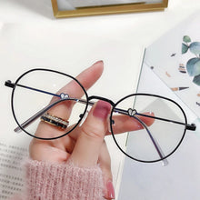 Carica l&#39;immagine nel visualizzatore di Gallery, Thin Alloy Metal Frame Blue Light Blocking Glasses Cat Ear Round Glasses Women Cute Computer Eyes Protection Spectacles