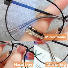 Carica l&#39;immagine nel visualizzatore di Gallery, Thin Alloy Metal Frame Blue Light Blocking Glasses Cat Ear Round Glasses Women Cute Computer Eyes Protection Spectacles