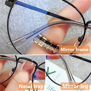 Thin Alloy Metal Frame Blue Light Blocking Glasses Cat Ear Round Glasses Women Cute Computer Eyes Protection Spectacles