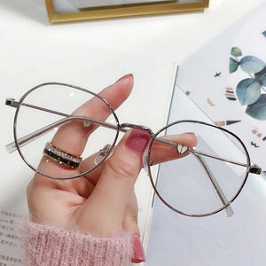 Thin Alloy Metal Frame Blue Light Blocking Glasses Cat Ear Round Glasses Women Cute Computer Eyes Protection Spectacles