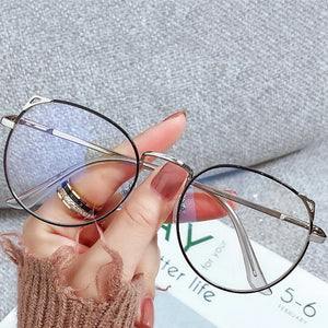 Thin Alloy Metal Frame Blue Light Blocking Glasses Cat Ear Round Glasses Women Cute Computer Eyes Protection Spectacles