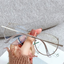 Carica l&#39;immagine nel visualizzatore di Gallery, Thin Alloy Metal Frame Blue Light Blocking Glasses Cat Ear Round Glasses Women Cute Computer Eyes Protection Spectacles