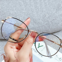 Carica l&#39;immagine nel visualizzatore di Gallery, Thin Alloy Metal Frame Blue Light Blocking Glasses Cat Ear Round Glasses Women Cute Computer Eyes Protection Spectacles