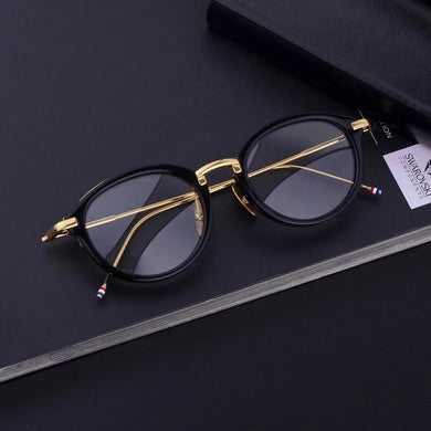 Thom Brand Retro Round Glasses Frame Men Women Vintage Alloy Acetate Optical Eyeglasses Fashion Rim Prescription Eyewear TB011