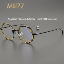 Carica l&#39;immagine nel visualizzatore di Gallery, Titanium+Acetate Eyeglasses Frame Men Round Myopia Prescription Glasses Women Retro Optical Luxury Brand Glasses Frame Eyewear
