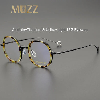 Titanium+Acetate Eyeglasses Frame Men Round Myopia Prescription Glasses Women Retro Optical Luxury Brand Glasses Frame Eyewear