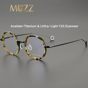 Titanium+Acetate Eyeglasses Frame Men Round Myopia Prescription Glasses Women Retro Optical Luxury Brand Glasses Frame Eyewear