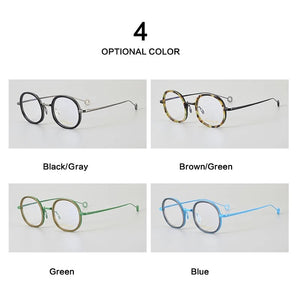 Titanium+Acetate Eyeglasses Frame Men Round Myopia Prescription Glasses Women Retro Optical Luxury Brand Glasses Frame Eyewear
