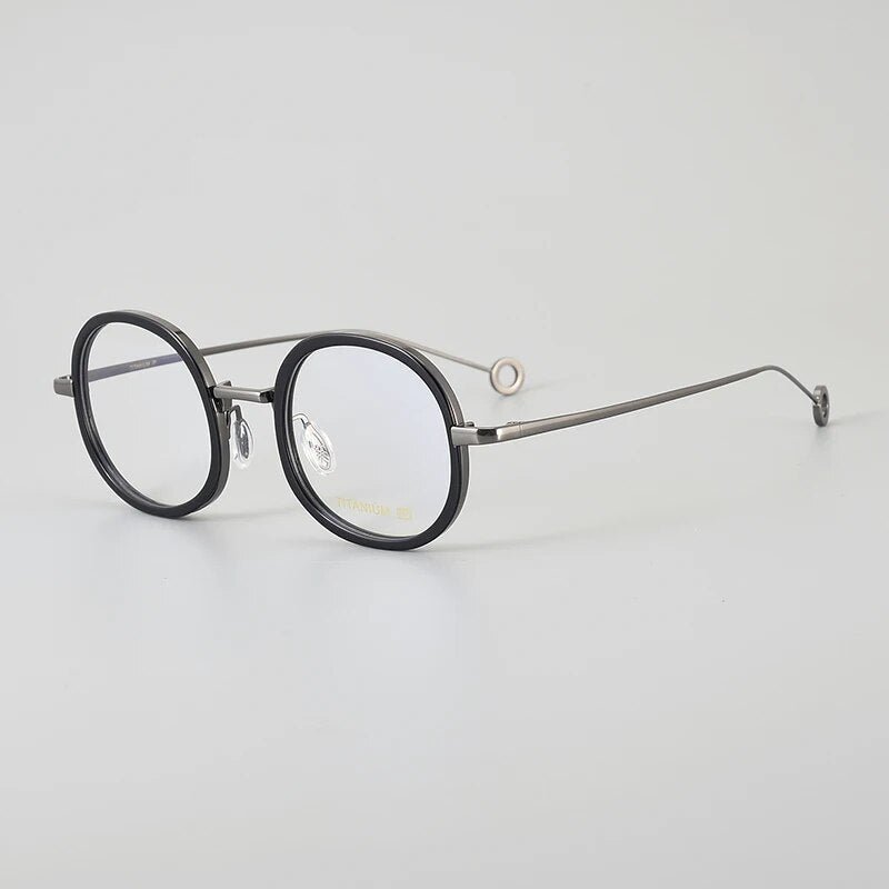 Titanium+Acetate Eyeglasses Frame Men Round Myopia Prescription Glasses Women Retro Optical Luxury Brand Glasses Frame Eyewear