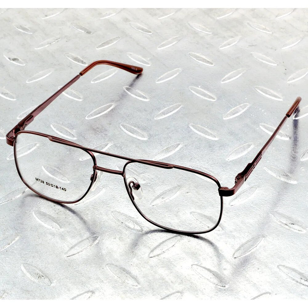 Titanium Alloy Double Bridge Brown Pilot Men Optical Glasses Frame Eyeglasses Eyeframe Eyewear
