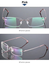 Load image into Gallery viewer, Titanium Alloy Eyeglasses Frame Men Ultralight Square Prescription Myopia Optical Rimless Glasses Frames Unisex Eyewear Rx Able
