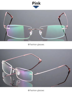 Titanium Alloy Eyeglasses Frame Men Ultralight Square Prescription Myopia Optical Rimless Glasses Frames Unisex Eyewear Rx Able