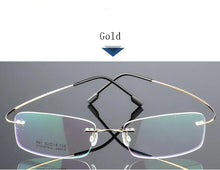 Load image into Gallery viewer, Titanium Alloy Flexible Frameless Men Women Metal Rimless Myopia Frame Foldable Glasses Leg Optical Eyeglasses