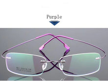 Load image into Gallery viewer, Titanium Alloy Flexible Frameless Men Women Metal Rimless Myopia Frame Foldable Glasses Leg Optical Eyeglasses