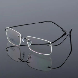 Titanium Alloy Flexible Frameless Men Women Metal Rimless Myopia Frame Foldable Glasses Leg Optical Eyeglasses