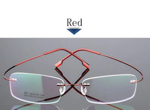 Load image into Gallery viewer, Titanium Alloy Flexible Frameless Men Women Metal Rimless Myopia Frame Foldable Glasses Leg Optical Eyeglasses