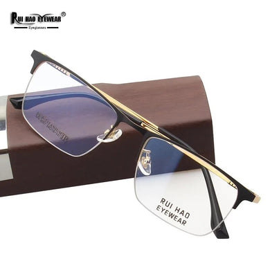 Titanium Alloy Glasses Frame Half Rimless Eyeglasses Men Concise Business Spectacles Prescription Frame Rui Hao Eyewear 8057