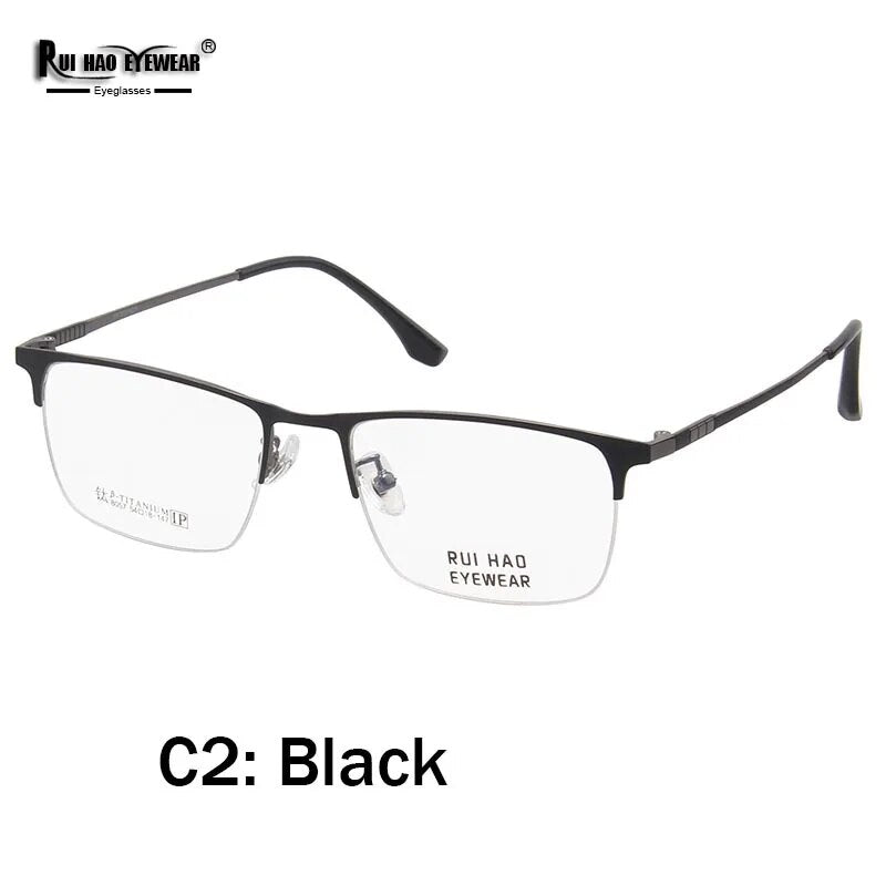Titanium Alloy Glasses Frame Half Rimless Eyeglasses Men Concise Business Spectacles Prescription Frame Rui Hao Eyewear 8057