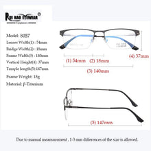 Load image into Gallery viewer, Titanium Alloy Glasses Frame Half Rimless Eyeglasses Men Concise Business Spectacles Prescription Frame Rui Hao Eyewear 8057
