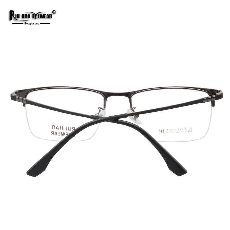 Titanium Alloy Glasses Frame Half Rimless Eyeglasses Men Concise Busin ...