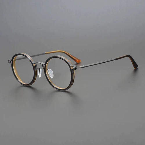 Titanium Alloy Men Retro Round Glasses Frame Ultralight Eyeglasses Eyewear Designer Japanese Handmade Prescription Optical Lens