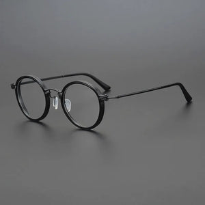 Titanium Alloy Men Retro Round Glasses Frame Ultralight Eyeglasses Eyewear Designer Japanese Handmade Prescription Optical Lens
