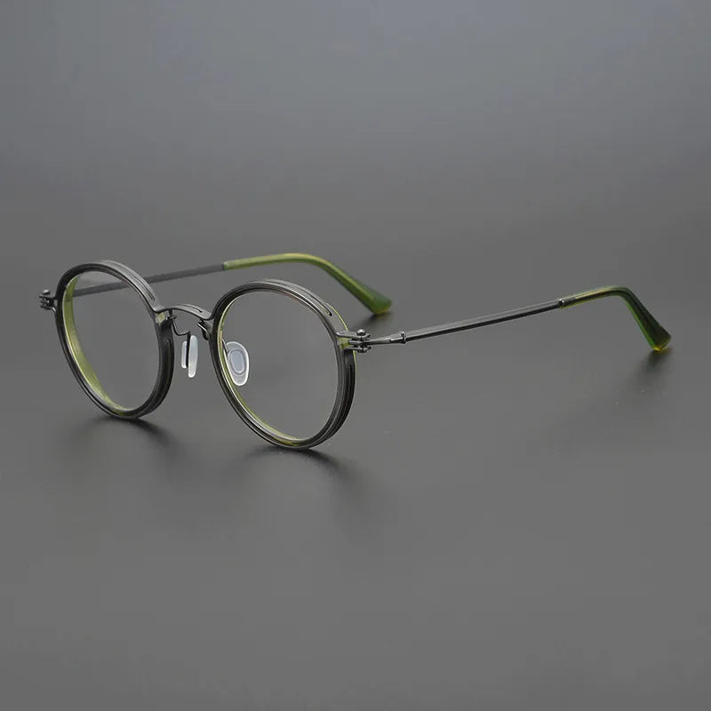 Titanium Alloy Men Retro Round Glasses Frame Ultralight Eyeglasses Eyewear Designer Japanese Handmade Prescription Optical Lens