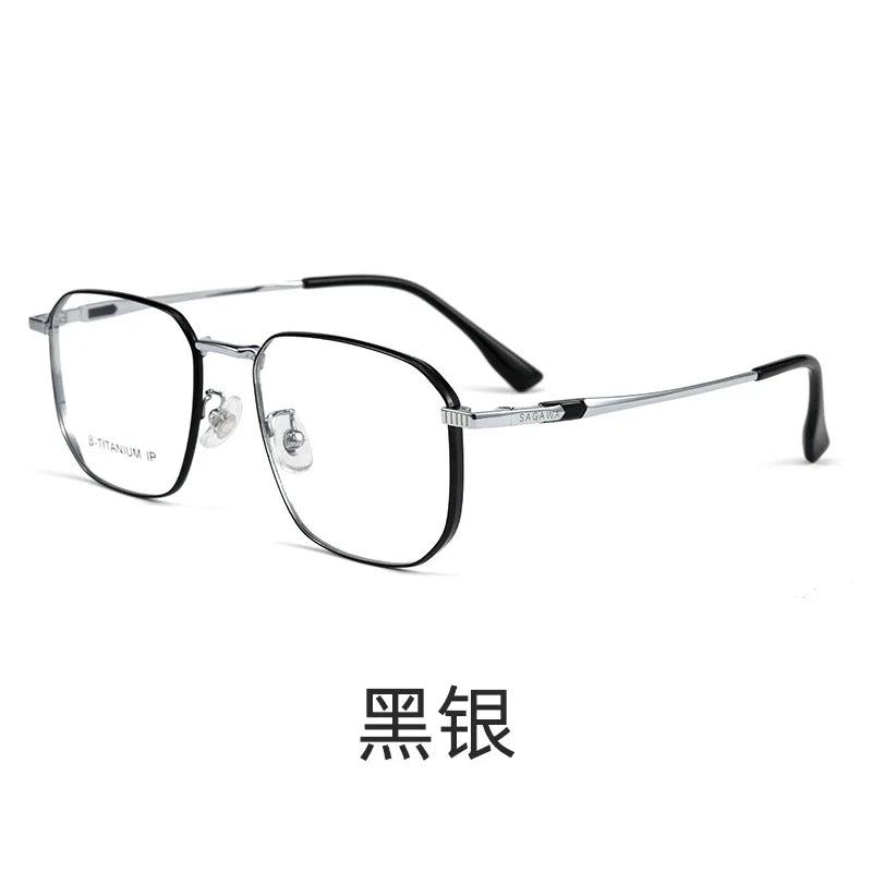 Titanium Alloy Polygonal Eyeglass Frame, Prescription Glasses Progressive Glasses, Photochromic Myopia Reading Glasses Frame