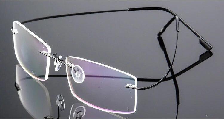 Titanium Alloy Ultra-Elastic Frameless Metal Glasses Frame for Men and Women, Rimless Myopia Prescription Glass Frames FJ868