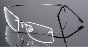 Titanium Alloy Ultra-Elastic Frameless Metal Glasses Frame for Men and Women, Rimless Myopia Prescription Glass Frames FJ868