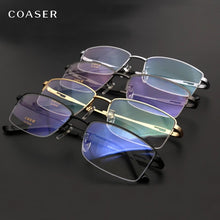 Carica l&#39;immagine nel visualizzatore di Gallery, Titanium Computer Glasses Frame Men Eyeglasses Myopia Optical Prescription Reading Eyewear Wide Square Spectacles Clear Eye Lens