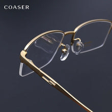 Carica l&#39;immagine nel visualizzatore di Gallery, Titanium Computer Glasses Frame Men Eyeglasses Myopia Optical Prescription Reading Eyewear Wide Square Spectacles Clear Eye Lens