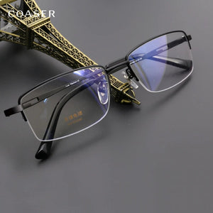 Titanium Computer Glasses Frame Men Eyeglasses Myopia Optical Prescription Reading Eyewear Wide Square Spectacles Clear Eye Lens