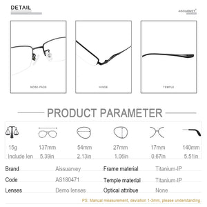 Titanium Eye Glasses Frames for Men Half Rim Designer Eyeglasses Frame Classic Business Prescription Eye Wear Optical Goggles