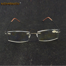 Carica l&#39;immagine nel visualizzatore di Gallery, Titanium Frame Ultra Light Memory Grey Frame Coating Lenses Men Women Rimless Reading Glasses  0.75  1  1.5  1.75  2  2.25 To  4