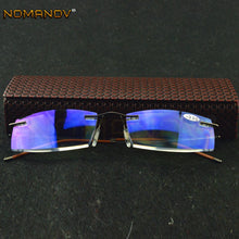 Carica l&#39;immagine nel visualizzatore di Gallery, Titanium Frame Ultra Light Memory Grey Frame Coating Lenses Men Women Rimless Reading Glasses  0.75  1  1.5  1.75  2  2.25 To  4