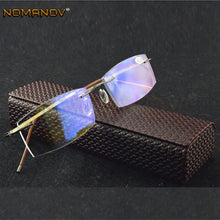 Carica l&#39;immagine nel visualizzatore di Gallery, Titanium Frame Ultra Light Memory Grey Frame Coating Lenses Men Women Rimless Reading Glasses  0.75  1  1.5  1.75  2  2.25 To  4