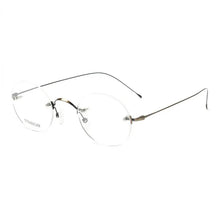 Load image into Gallery viewer, Titanium Rimless eyeglasses Steve Jobs Men's Oval Round eyewear RX optical lightweight glasses