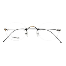 Load image into Gallery viewer, Titanium Rimless eyeglasses Steve Jobs Men's Oval Round eyewear RX optical lightweight glasses