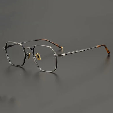 Titanium Top-End-Quality Classical Glasses Frame Men Designer Brand Retro Vintage Square Eyeglasses Silver Tortoise Eyewear