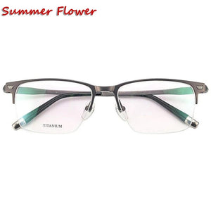 Top Quality Gentleman Optical Eyewear Pure Titanium Prescription Glasses Frame Half Rime Flexible Design Women Eyeglasses
