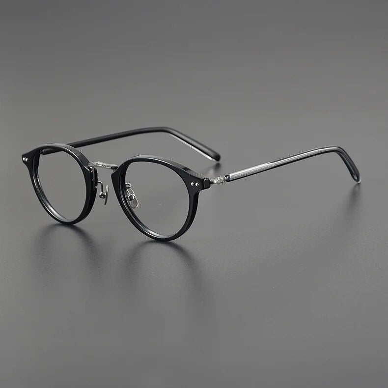 Top Quality Japanese Handmade Acetate Titanium Prescription Glasses Frames Men Women Retro Vintage Round Eyeglass Men's Eyewear