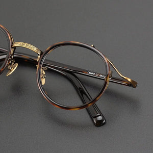 Top Quality Japanese Handmade Acetate Titanium Prescription Glasses Frames Men Women Retro Vintage Round Eyeglass Men's Eyewear