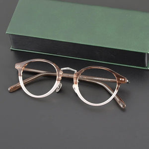 Top Quality Japanese Handmade Acetate Titanium Prescription Glasses Frames Men Women Retro Vintage Round Eyeglass Men's Eyewear