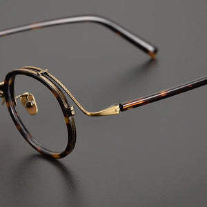 Top Quality Japanese Handmade Acetate Titanium Prescription Glasses Frames Men Women Retro Vintage Round Eyeglass Men's Eyewear