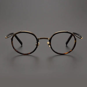 Top Quality Japanese Handmade Acetate Titanium Prescription Glasses Frames Men Women Retro Vintage Round Eyeglass Men's Eyewear