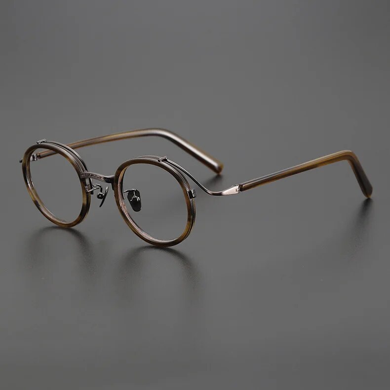 Top Quality Japanese Handmade Acetate Titanium Prescription Glasses Frames Men Women Retro Vintage Round Eyeglass Men's Eyewear