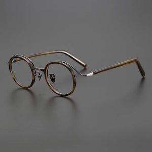Top Quality Japanese Handmade Acetate Titanium Prescription Glasses Frames Men Women Retro Vintage Round Eyeglass Men's Eyewear