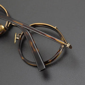 Top Quality Japanese Handmade Acetate Titanium Prescription Glasses Frames Men Women Retro Vintage Round Eyeglass Men's Eyewear
